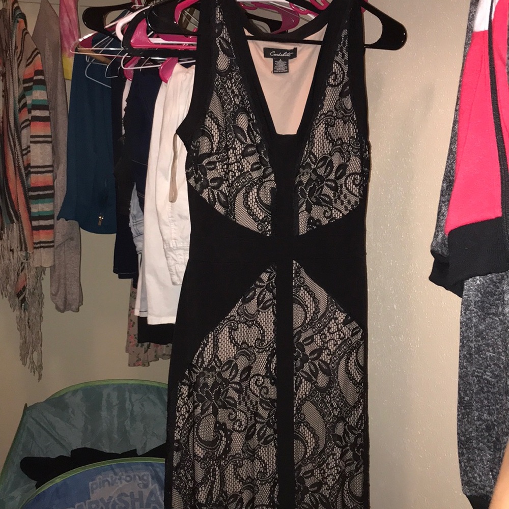 Black and beige dress